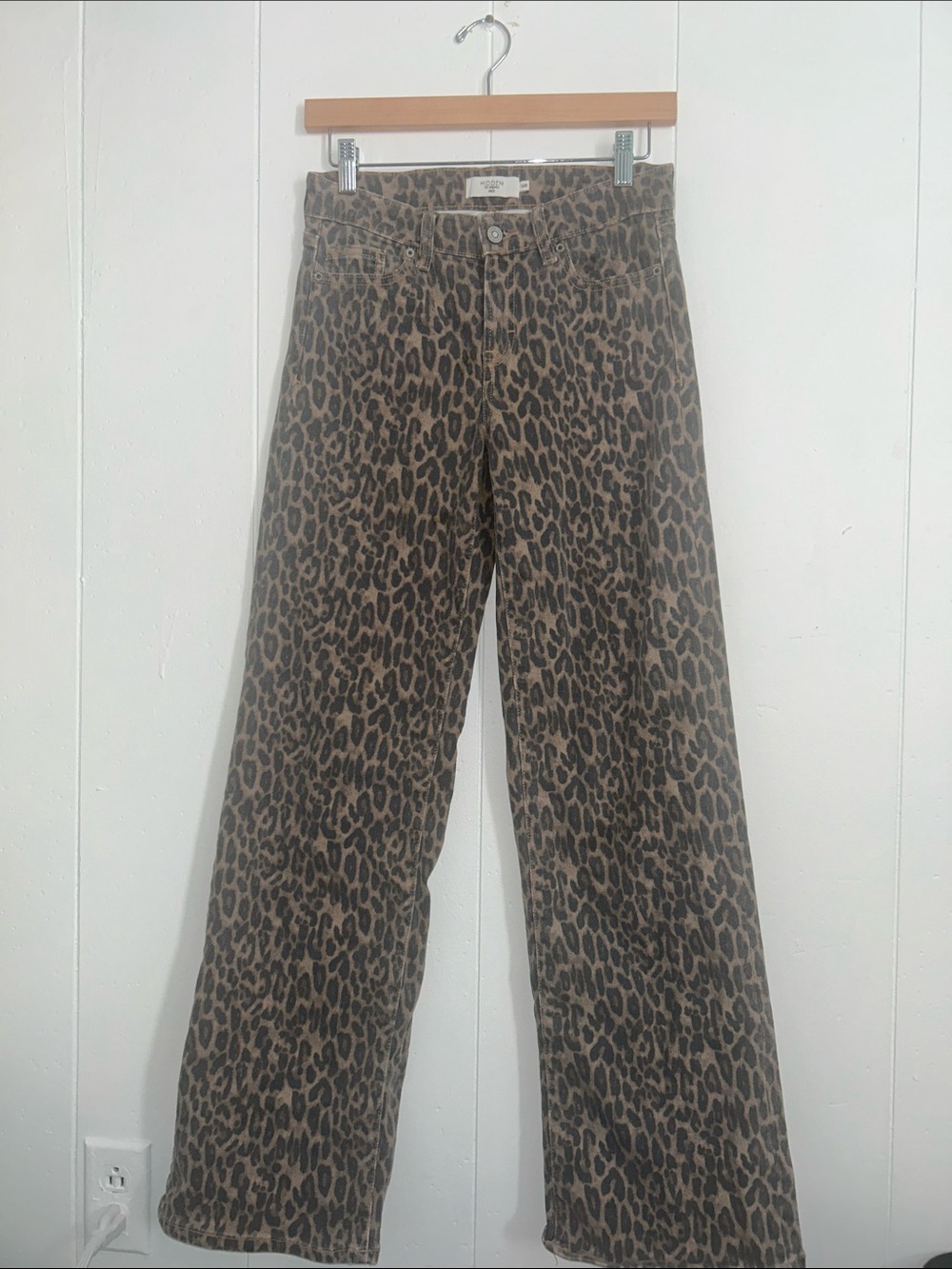 Leopard Print Wide-Leg Women’s Jeans - Brown